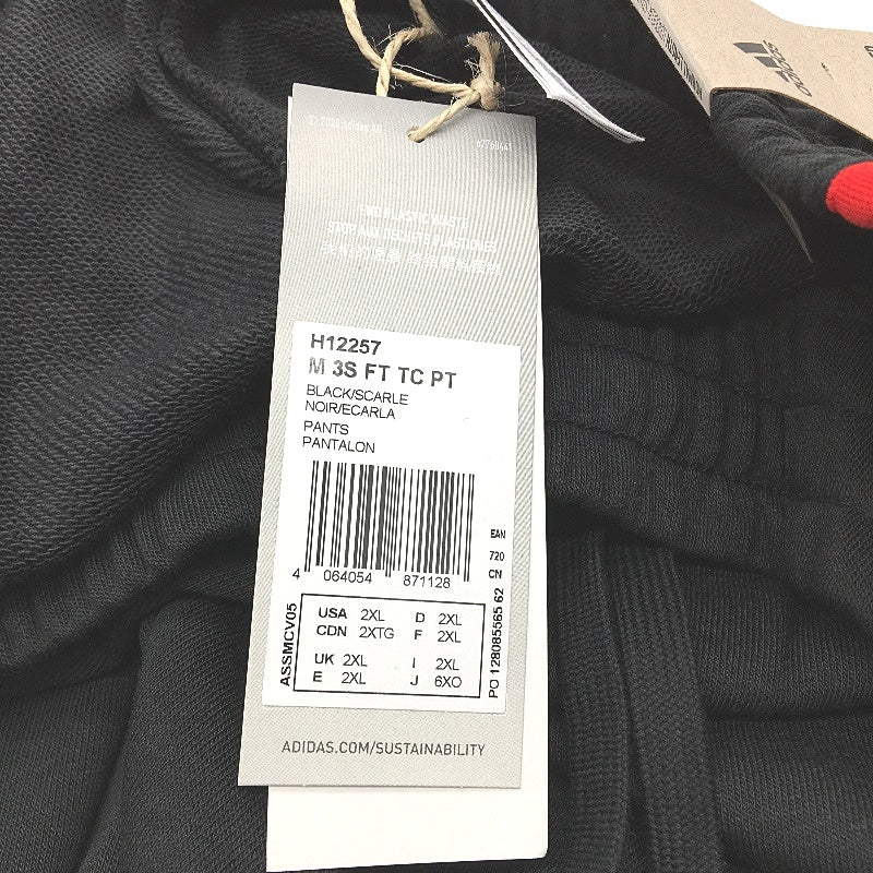 Adidas 3 Stripes French Terry Black Red Tapered Trackpants Mens Size 2XL NEW