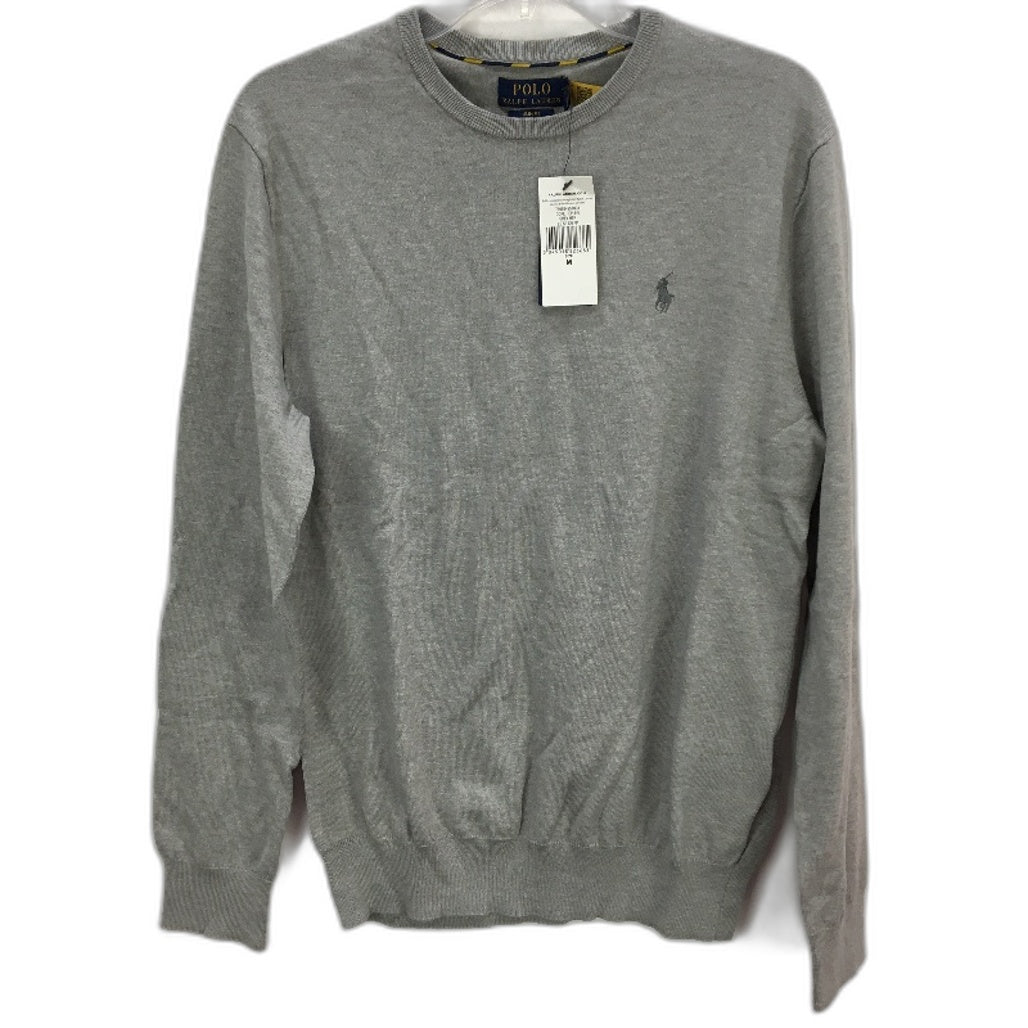 Polo Ralph Lauren Slim Fit Grey Pima Cotton Crew Neck Sweater Mens Sz Medium NEW