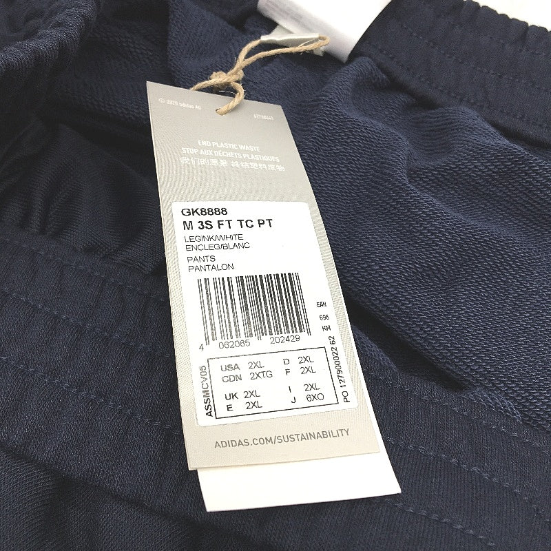 Adidas 3 Stripes French Terry Navy Blue Tapered Trackpants Mens Size 2XL NEW