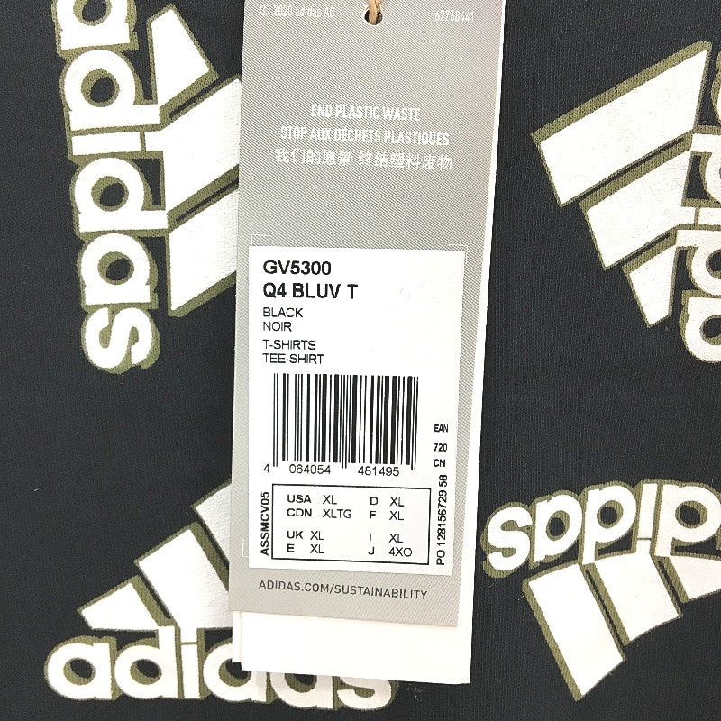 Adidas Printed Multi Logo Pattern Black Cotton T-Shirt Mens Size XL NEW