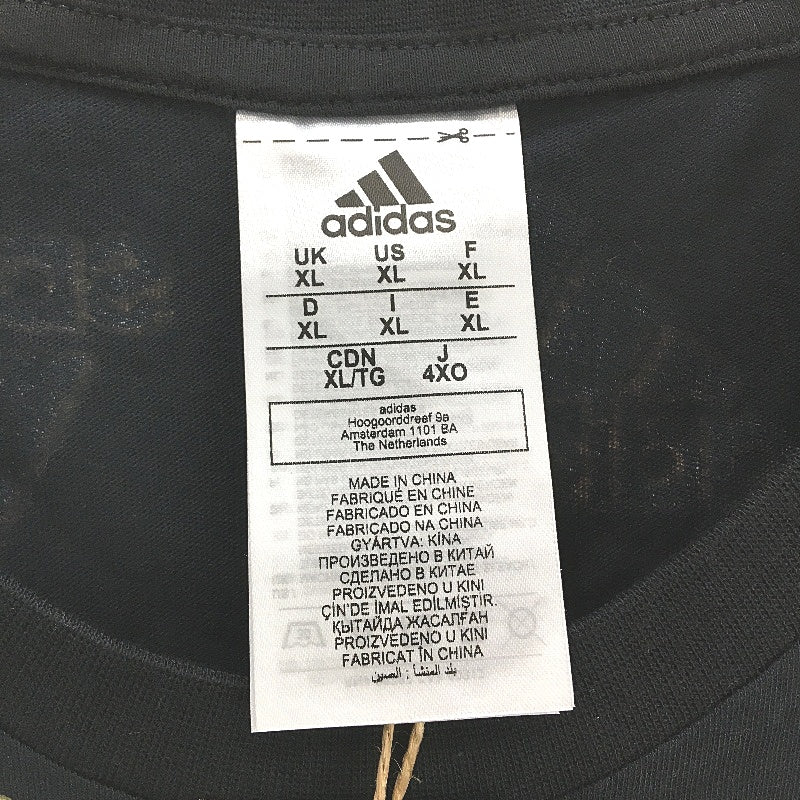 Adidas Printed Multi Logo Pattern Black Cotton T-Shirt Mens Size XL NEW