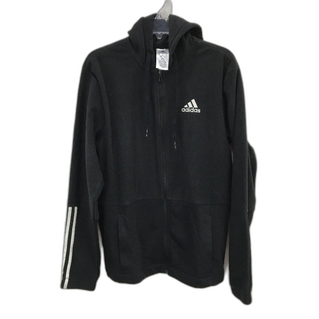 Adidas Polar Fleece Giant Logo Full Zip Black Hoodie Mens Size Medium NEW