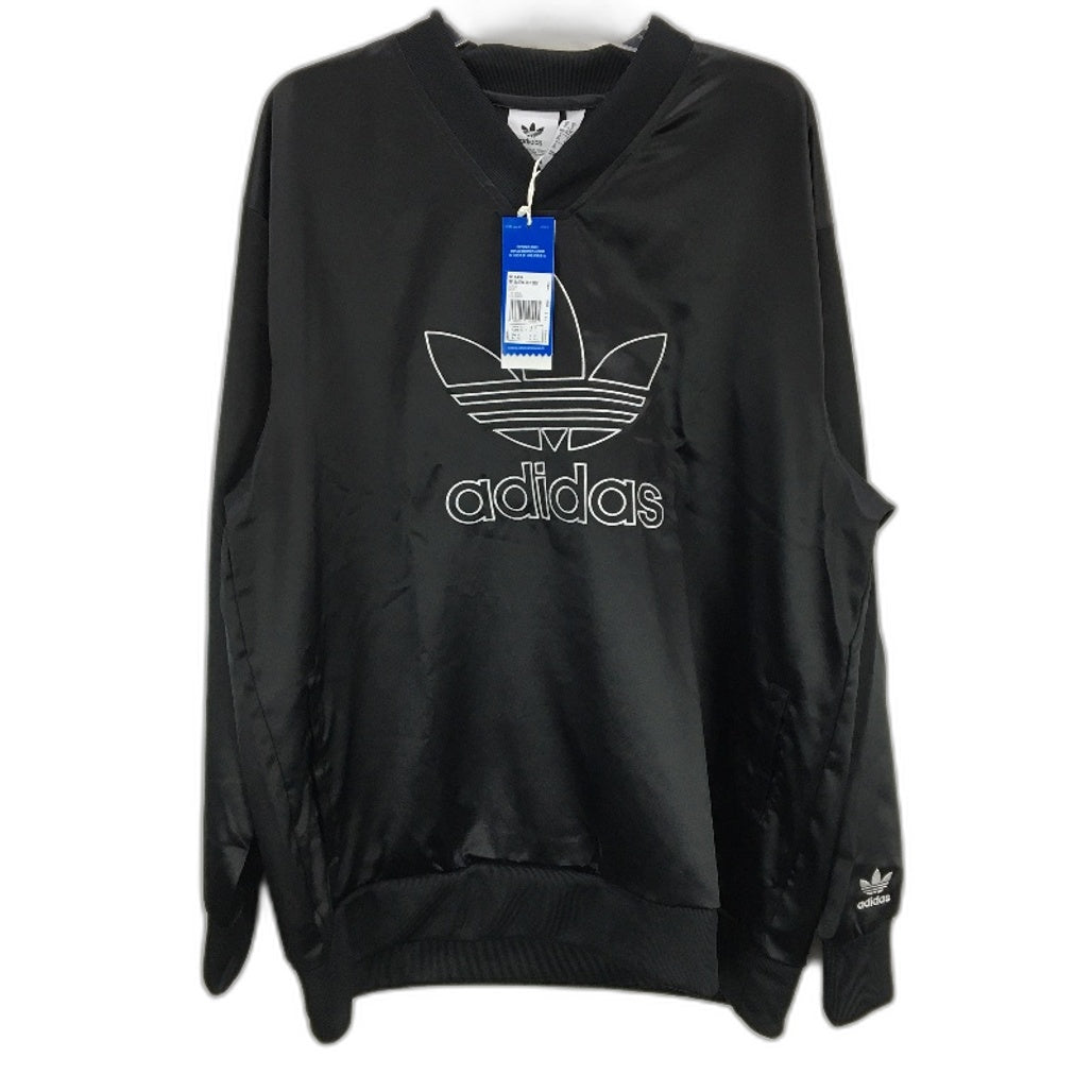 Adidas Adicolor Trefoil Black Satin Long Sleeve V Neck Jersey Mens Size XL NEW