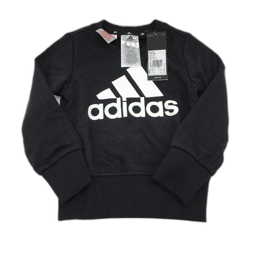 Adidas Essentials Logo Black Crew Neck Sweatshirt Girls Size UK 4-5 Yrs NEW