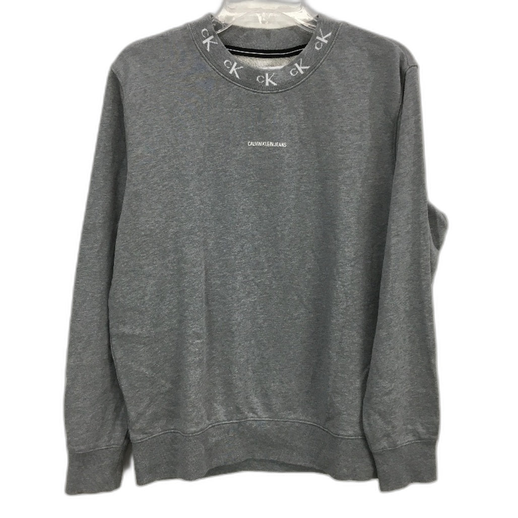 Calvin Klein Jeans Logo Crew Neck Grey Marle Terry Jumper Mens Size Medium