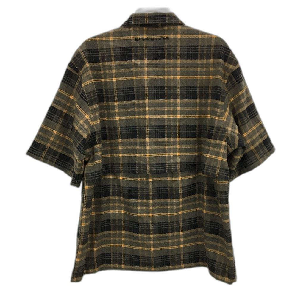 Snake Hole Plaid Runner Orange Black Boxy Zip-Thru Shirt Mens Size XL NEW