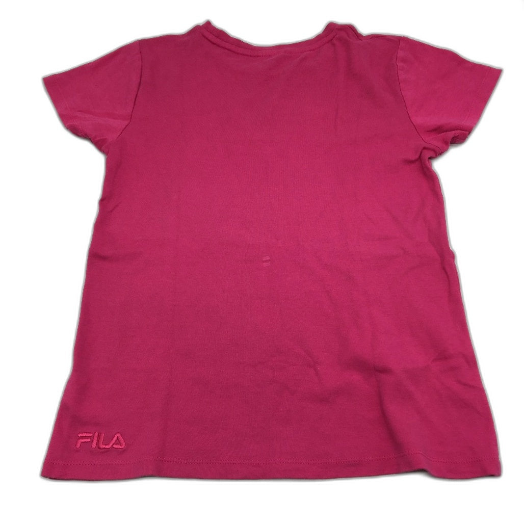 FILA Embroidered Logo Standard Slim Fit Magenta T-Shirt Ladies Size 8