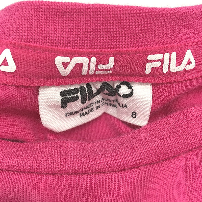 FILA Embroidered Logo Standard Slim Fit Magenta T-Shirt Ladies Size 8