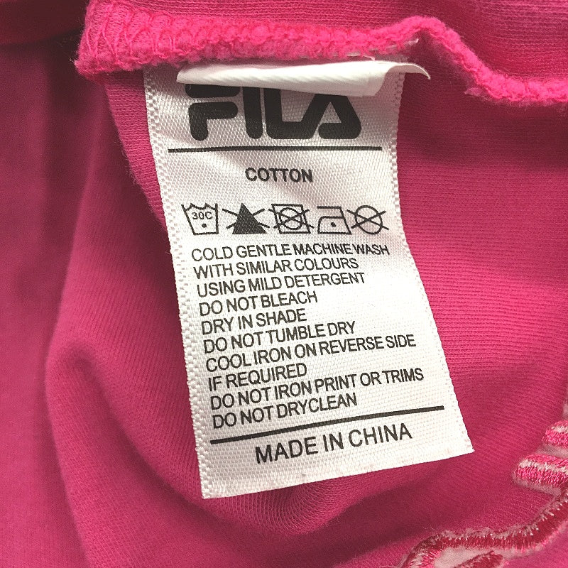 FILA Embroidered Logo Standard Slim Fit Magenta T-Shirt Ladies Size 8