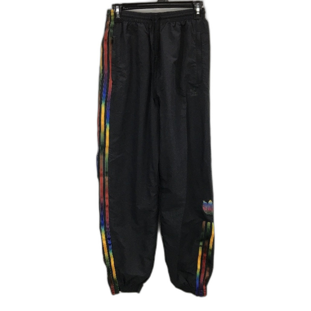 Adidas Originals Rainbrow Stripe Black Nylon Track Pants Ladies Size UK 8