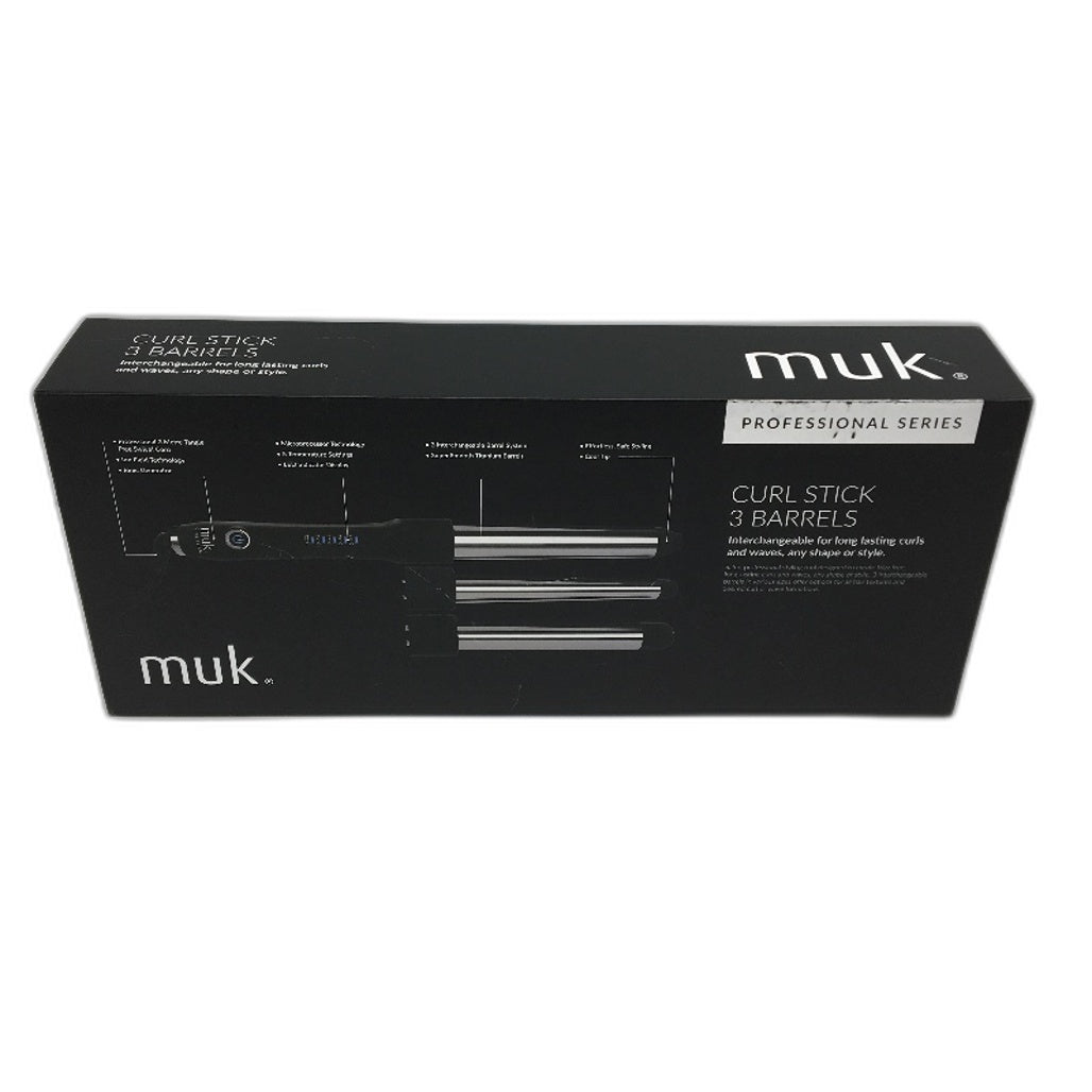 Muk Professional Series Curl Stick 3 Interchangeable Barrels Hair Curler NEW