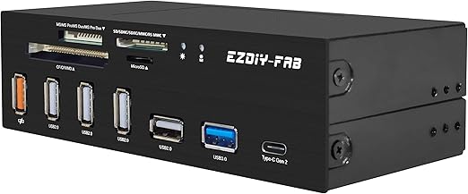 EZDIY FAB PC Front Panel Internal Card Reader USB Gen2 Type C Fits 5.25" Bay NEW