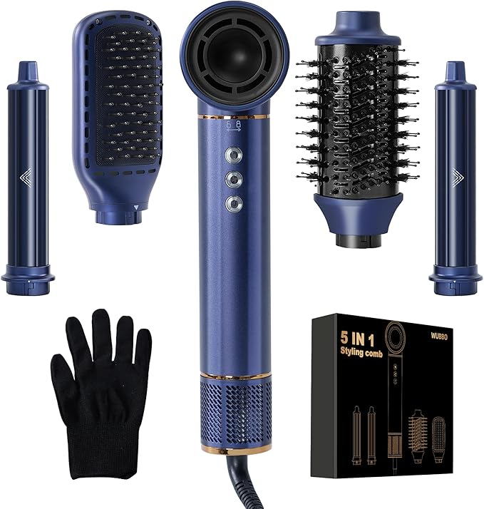 WUBBO 5 In 1 Multifunctional High Speed Hair Curler Dryer Brush Negative Ion NEW