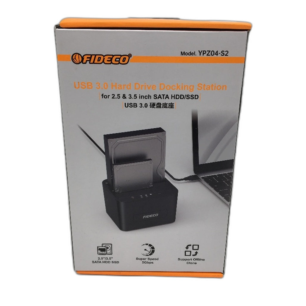 FIDECO Dual Bay Hard Drive Reader Docking Station Support Offline Clone NEW
