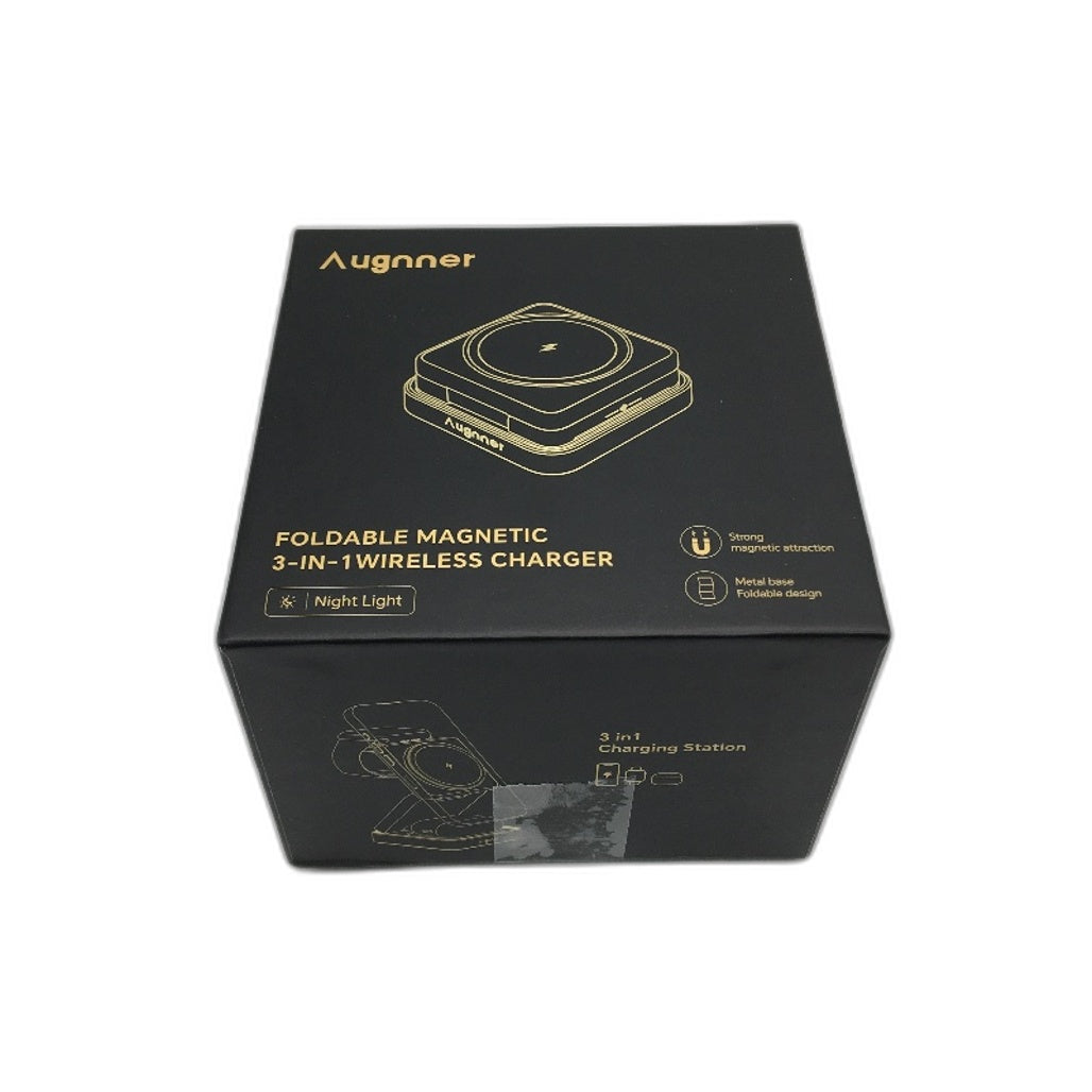 Augnner Compact 3 In 1 Foldable Apple Wireless Charger Fast Charging Station NEW