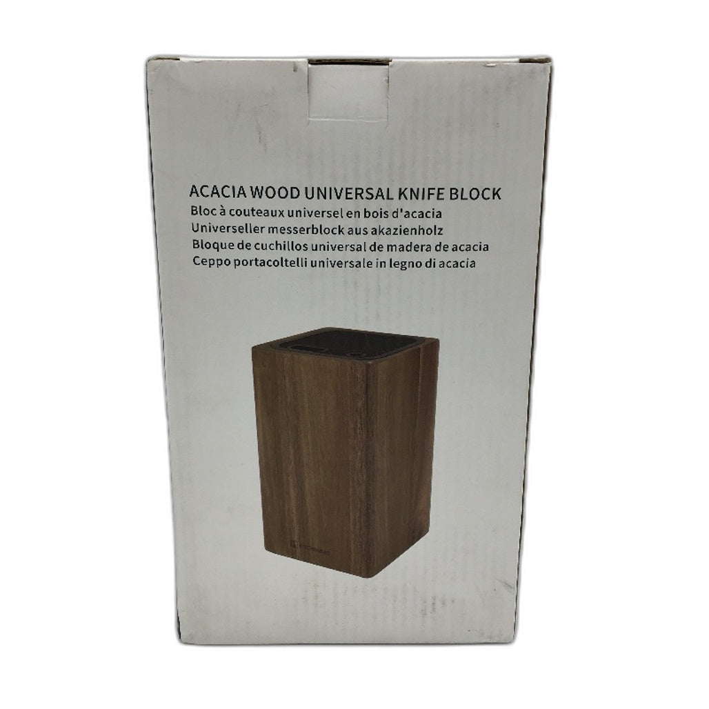 KITCHENDAO Deluxe Acacia Wood Universal Knife Storage Block Space Saver NEW