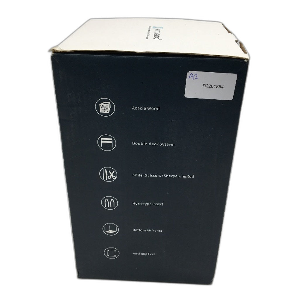 KITCHENDAO Deluxe Acacia Wood Universal Knife Storage Block Space Saver NEW