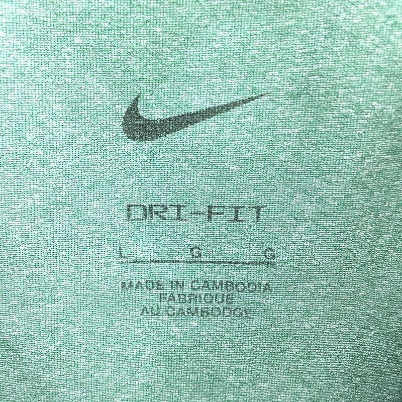 Nike Dri-Fit Moss Green Basic Stretch Activewear Sports T-Shirt Mens Size L