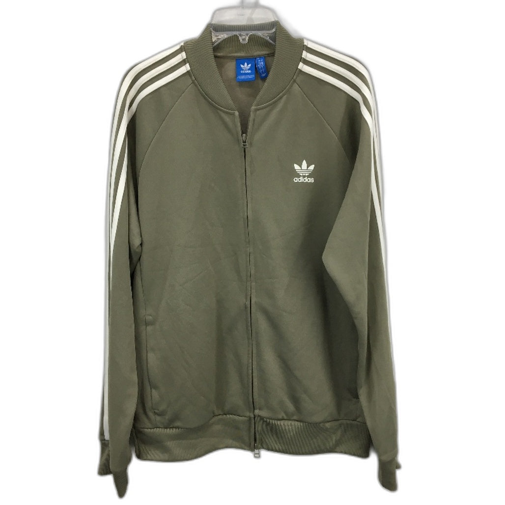 Adidas Olive Green Old School Three Stripe Zip Up Jumper Cardigan Mens Size L