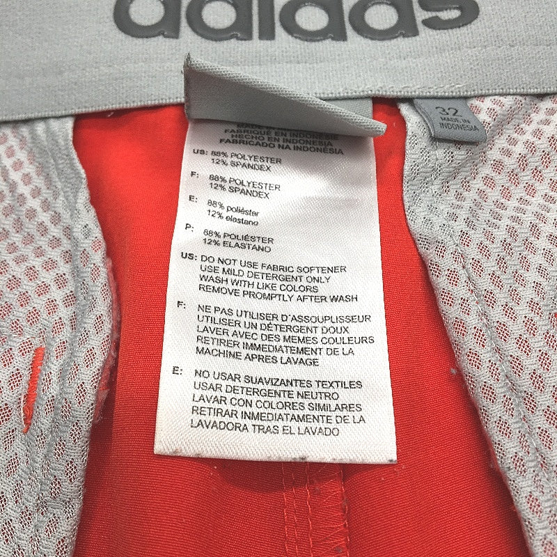 Adidas Bright Red Casual Zip & Button Lightweight Shorts Mens Size 32