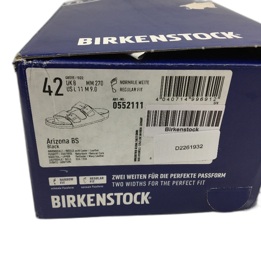 Birkenstock Classic Arizona Black Regular Fit Leather Slides EU 42 L11 M9 DEMO