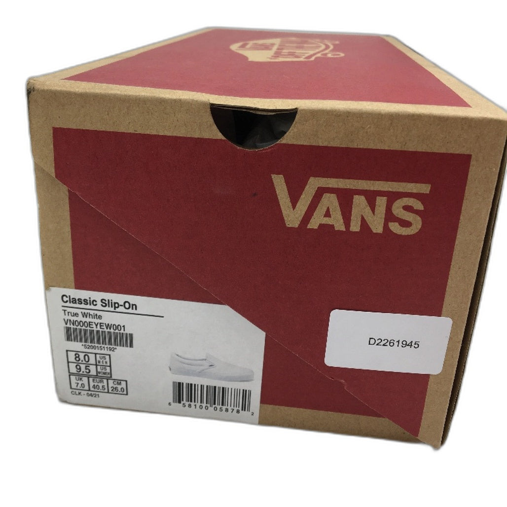 Vans White Classic Slip On Old Skool Skate Shoes Unisex US M8 L9.5 EU 40.5 NEW