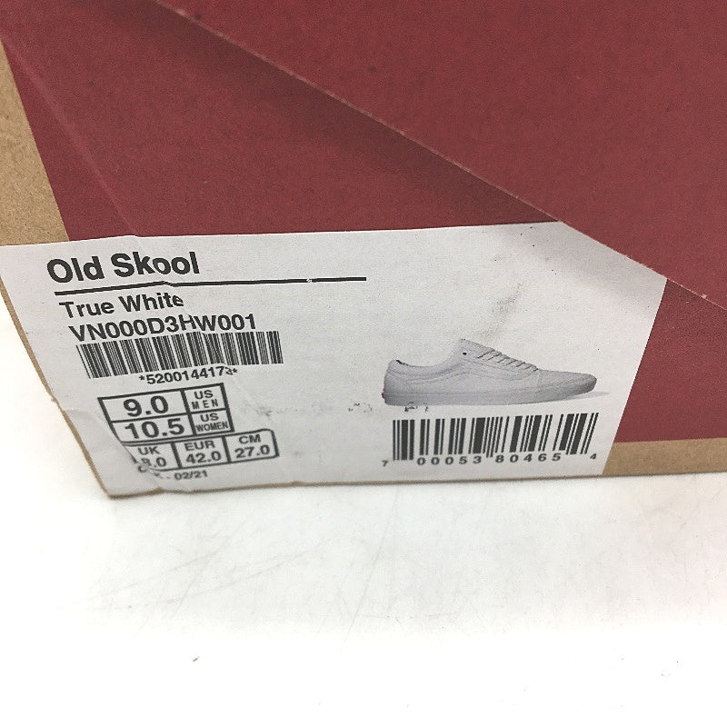 Vans True White Old Skool Lace Up Skate Shoes Unisex US M9 L10.5 EU 42 NEW