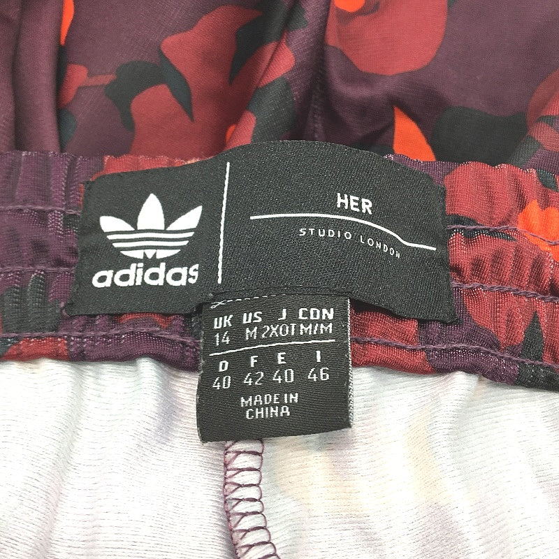 Adidas HER Studio London Orange Burgundy Floral Trackpants Ladies Size UK 14