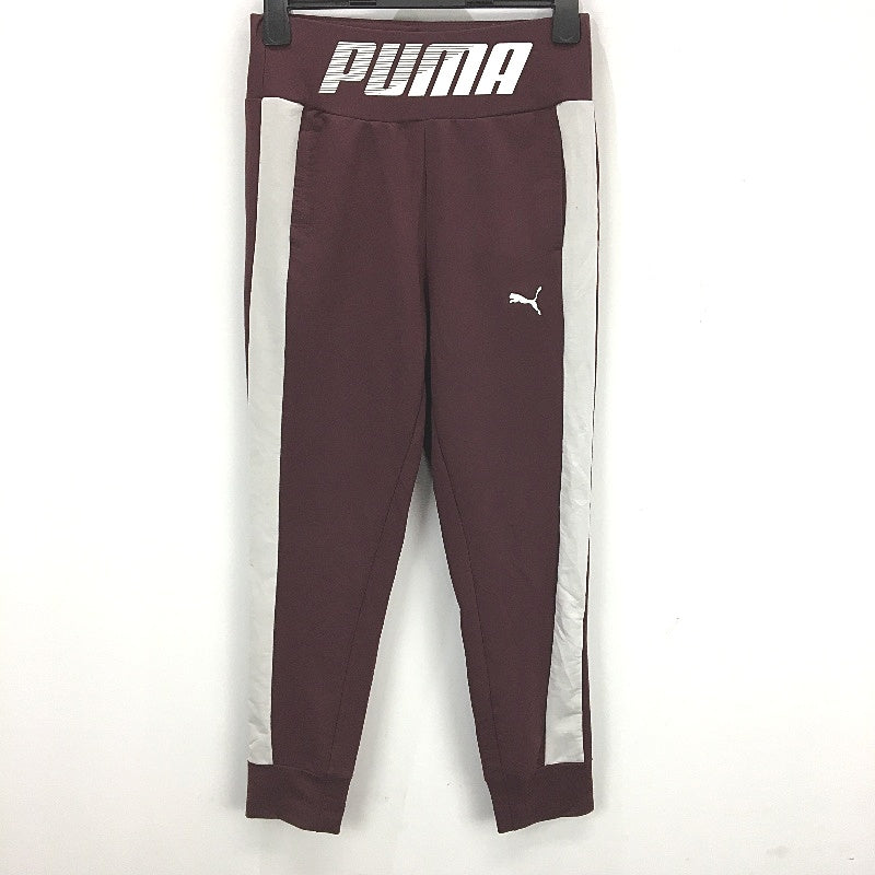 Puma High Waisted Logo Burgundy Red Drawstring Trackpants Ladies Size Small