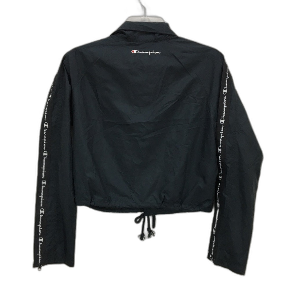 Champion Cropped Collared Snap Button Black Coaches Jacket Ladies Size XS