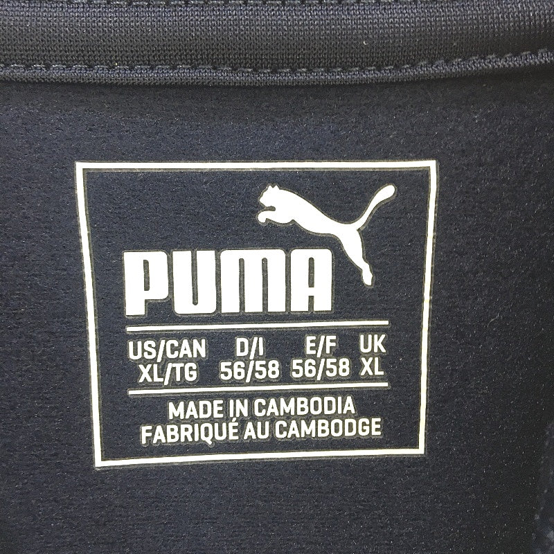 Puma DryCell Satin Fleece Lined Pullover Navy Blue Hooded Sweatshirt Men Size XL