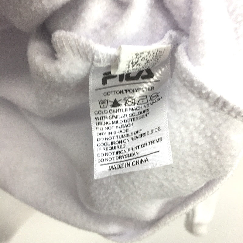 FILA Logo Print White Cotton Blend Brushed Fleece Sweatshirt Men Size Small