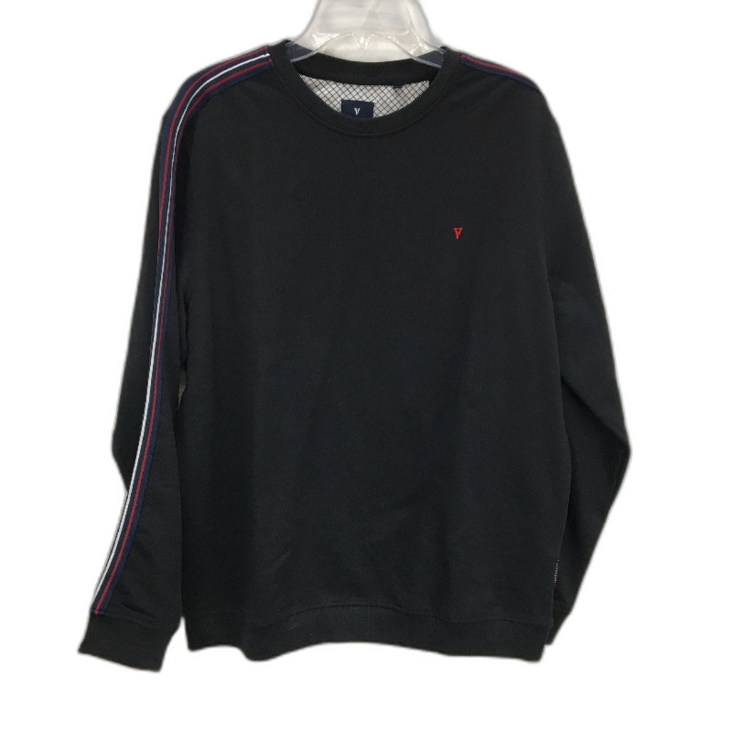 Van Heusen Solid Black Cottom Blend Snug Fit Crew Neck Sweatshirt Mens Size XL
