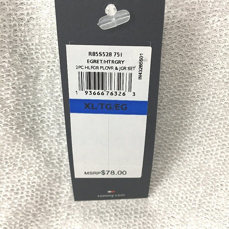 Tommy Hilfiger 2 Piece French Terry White Grey Pyjama Set Ladies Size XL NEW