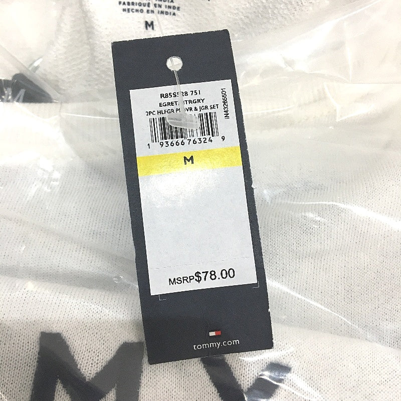 Tommy Hilfiger 2 Piece French Terry White Grey Pyjama Set Ladies Size Medium NEW