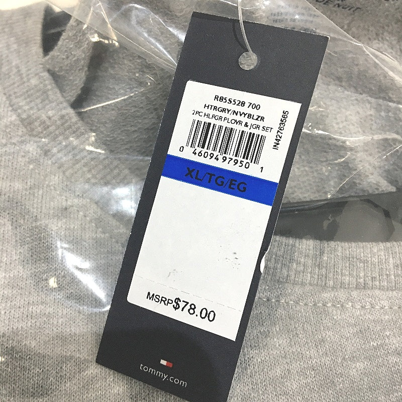 Tommy Hilfiger 2 Piece French Terry Grey Navy Pyjama Set Ladies Size XL NEW