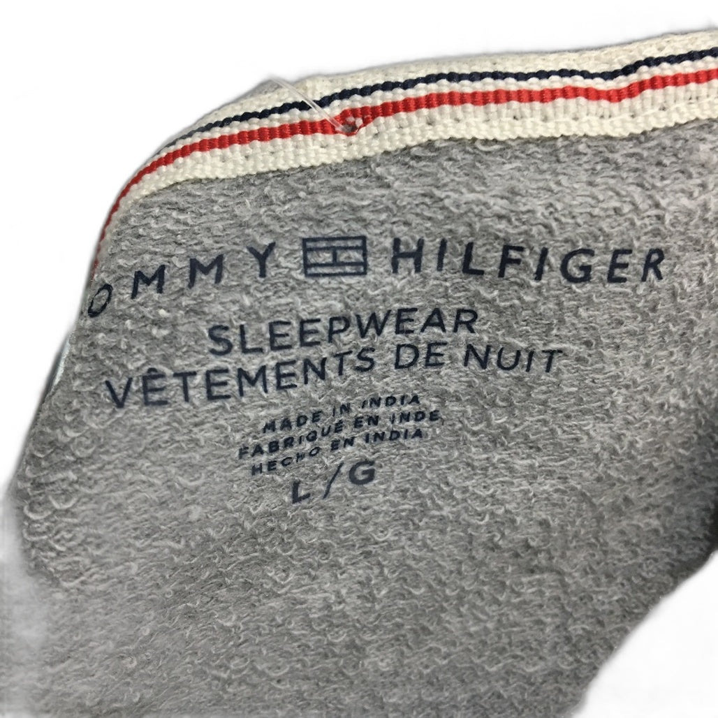 Tommy Hilfiger 2 Piece French Terry Grey Navy Pyjama Set Ladies Size Large NEW