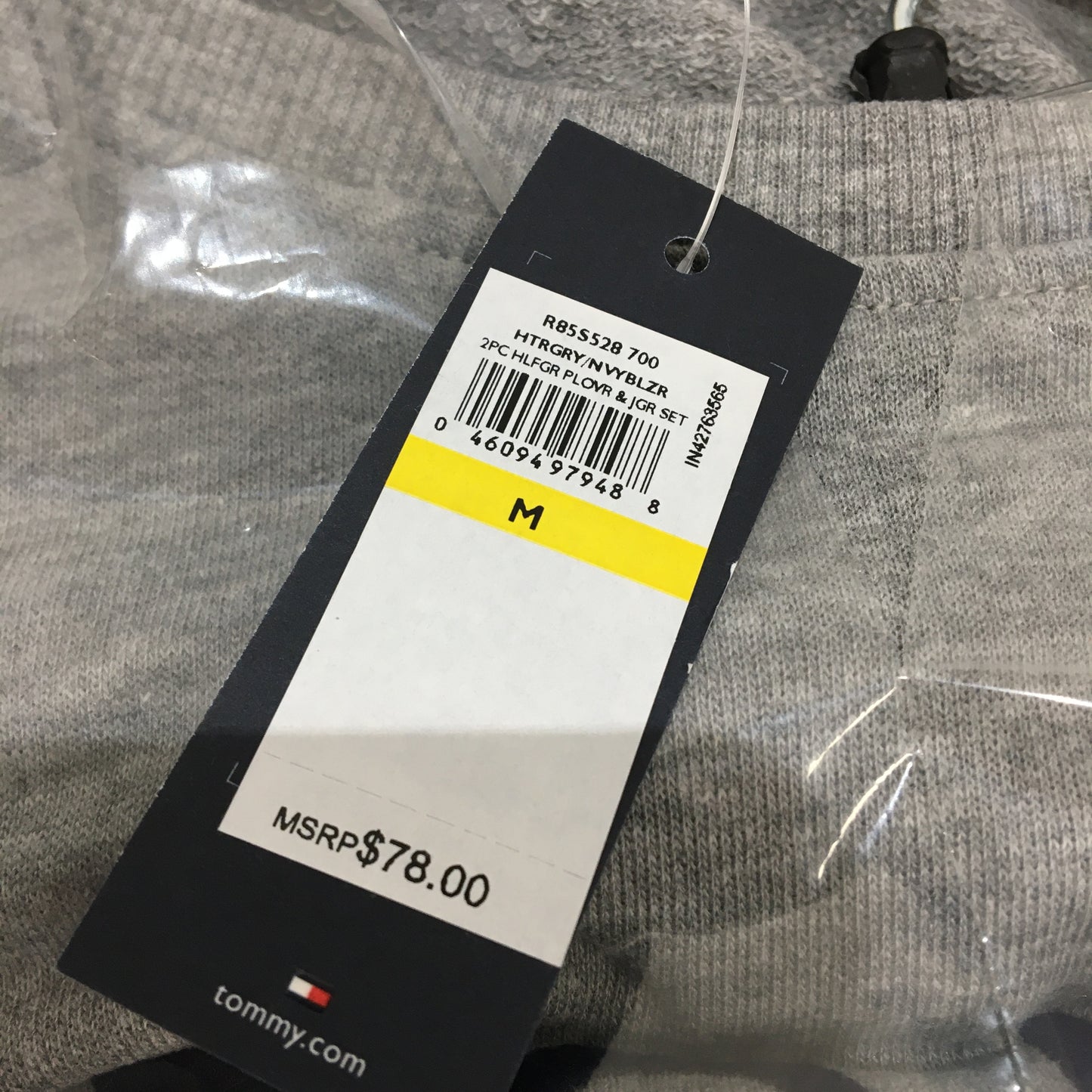 Tommy Hilfiger 2 Piece French Terry Grey Navy Pyjama Set Ladies Size Medium NEW