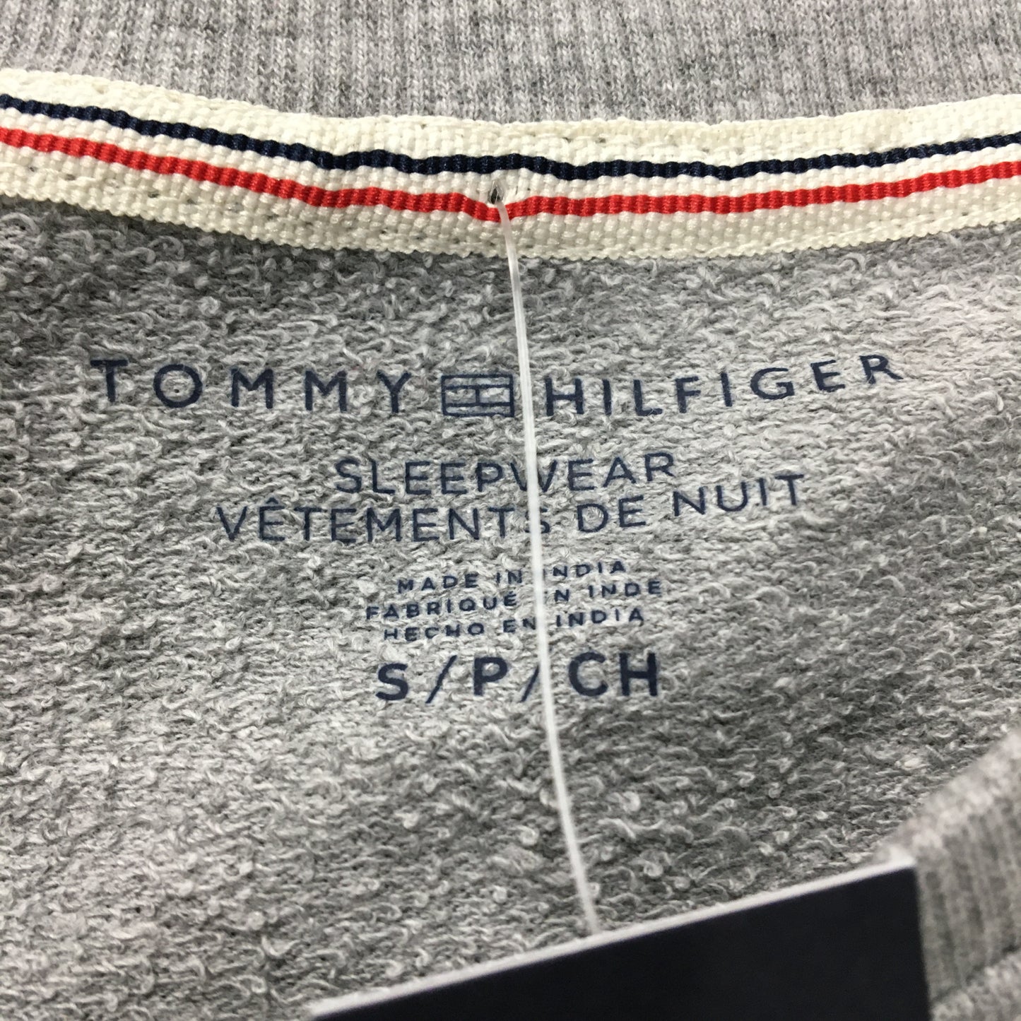 Tommy Hilfiger 2 Piece French Terry Grey Navy Pyjama Set Ladies Size Small NEW