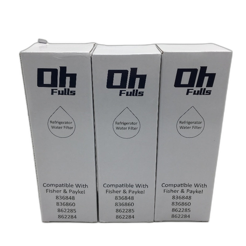 OhFulls 3 Pack Refrigerator Water Filter Compatible With Fisher & Paykel NEW