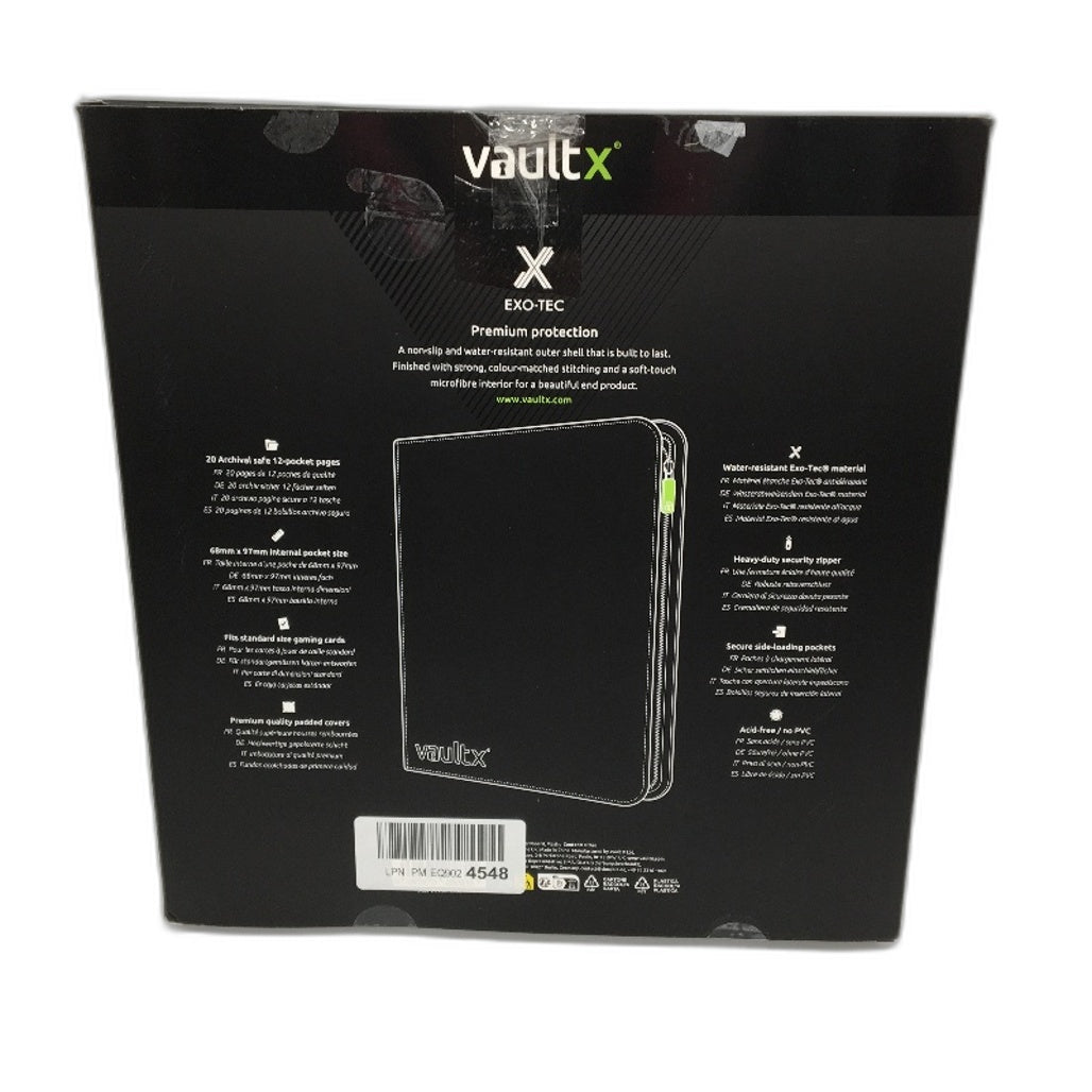 VaultX Exo-Tec 12 Pocket Sideloading Zip Binder 68x97mm in Black NEW