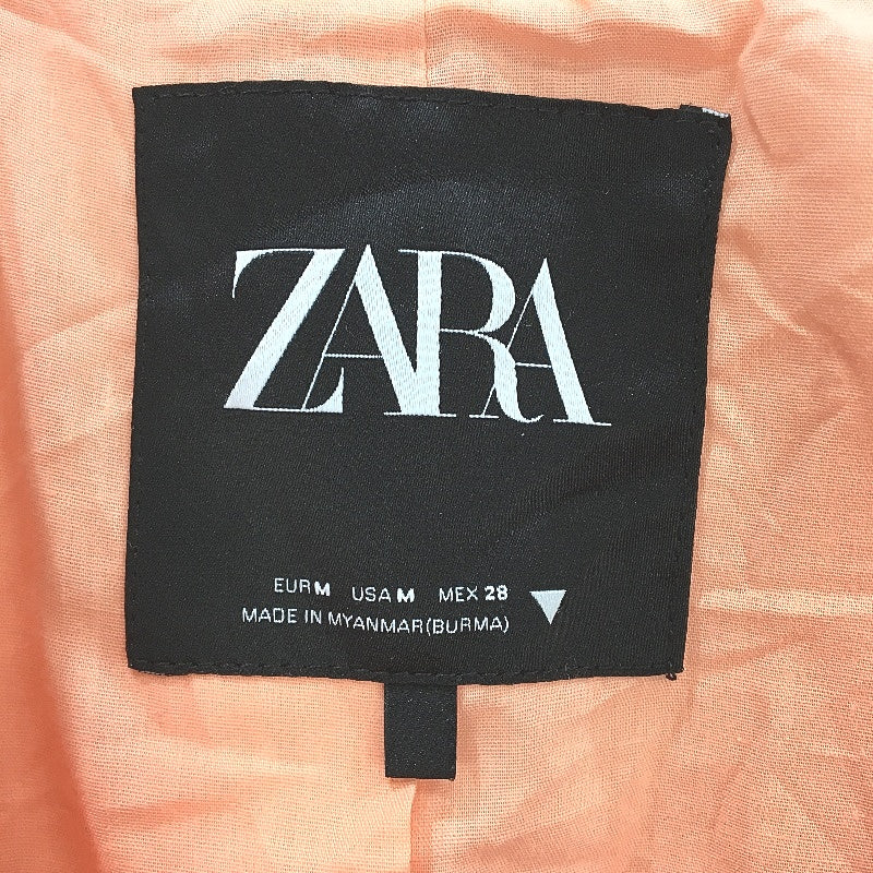 Zara Linen Peach Pink Cropped Single Breasted Blazer Top Ladies Size Medium