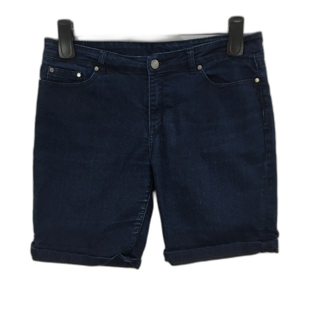 Witchery Hi Rise Folded Cuff Deep Indigo Blue Denim Jorts Ladies Size AU 12