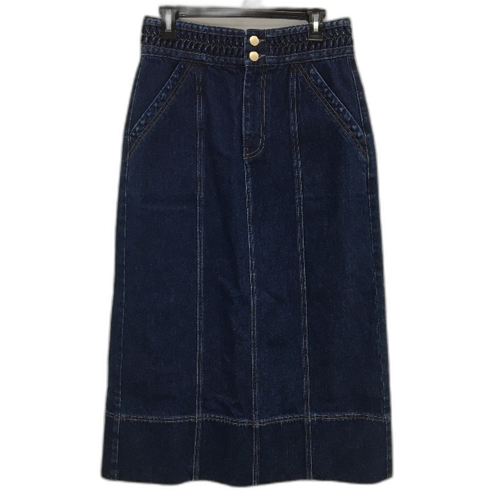 Piper Sample Denim Godet Indigo Blue Midi Skirt Ladies Size AU 10 NEW