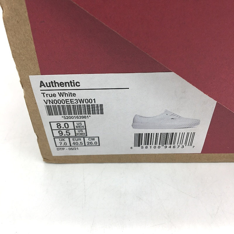 Vans True White Authentic Lace Up Low Top Skate Shoes Unisex US M8 L9.5 EU40 NEW