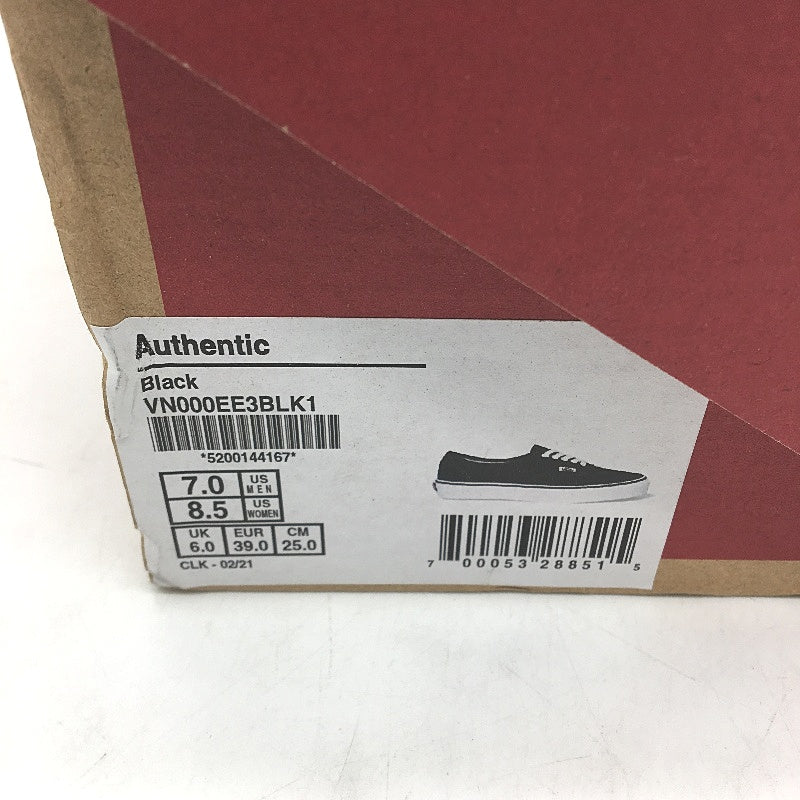 Vans Black Authentic Lace Up Low Top Skate Shoes Unisex US M7 L8.5 EU 39 NEW