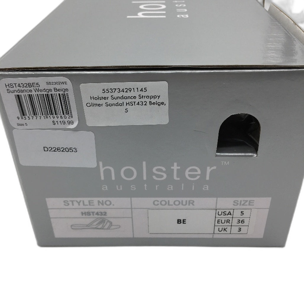 Holster Australia Sundance Wedge Strappy Glitter Sandals Ladies AU 5 EU 36 NEW