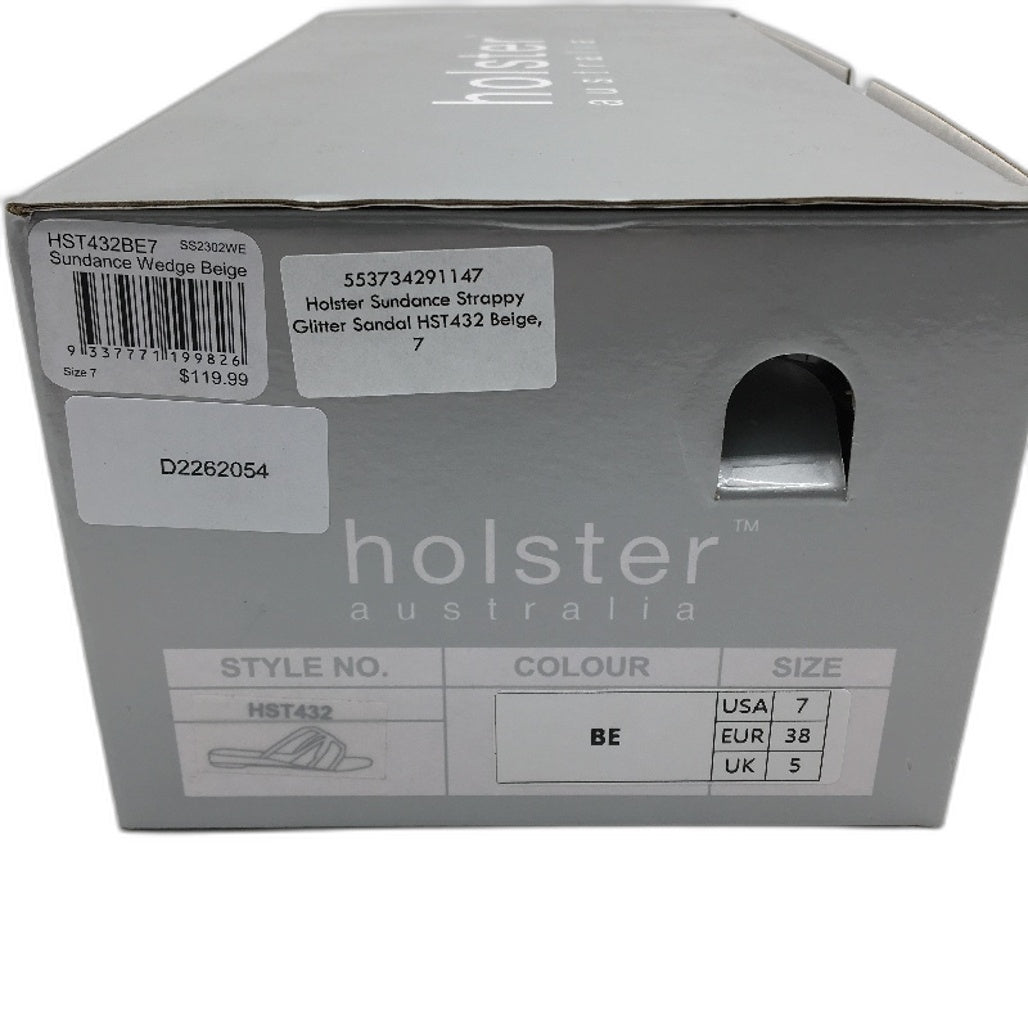 Holster Australia Sundance Wedge Strappy Glitter Sandals Ladies AU 7 EU 38 NEW