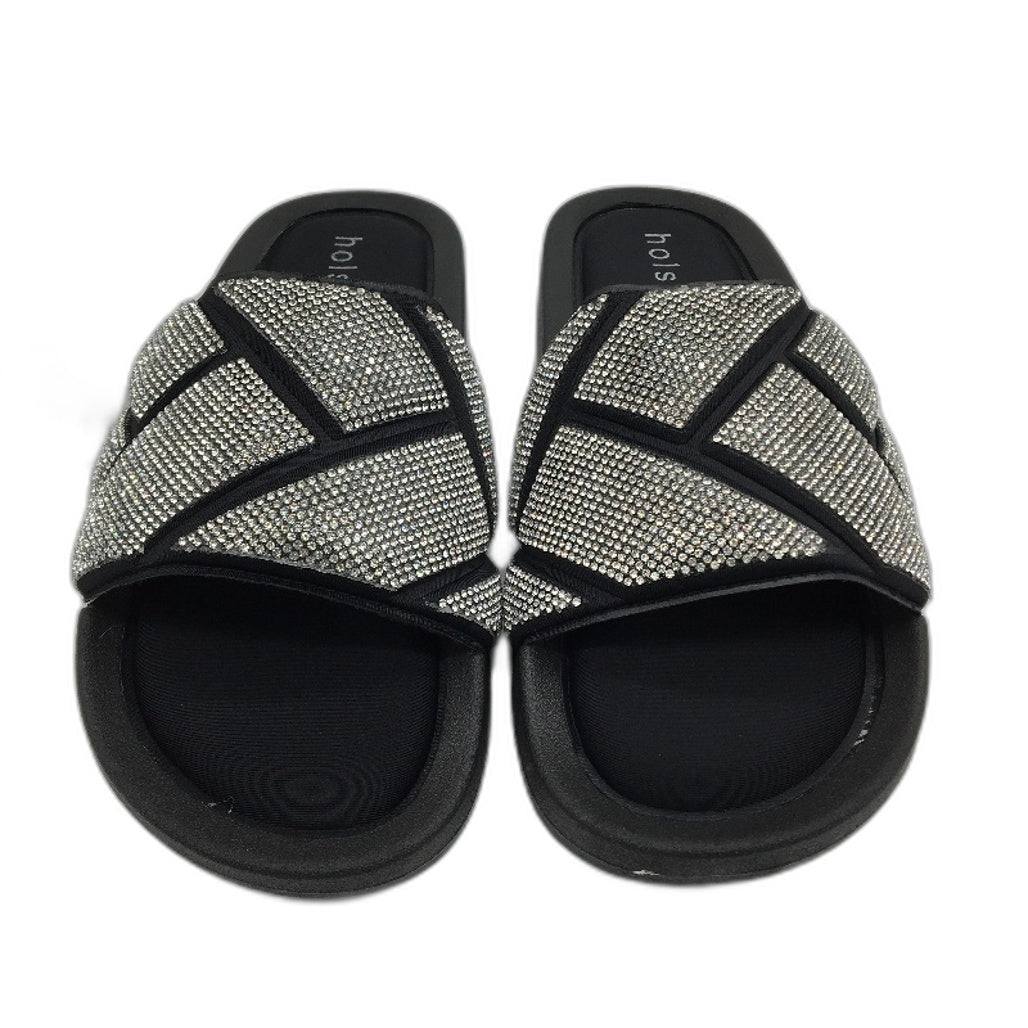 Holster Australia Sooth Black Glitter Detail Slide Sandals Ladies AU 9 EU 40 NEW