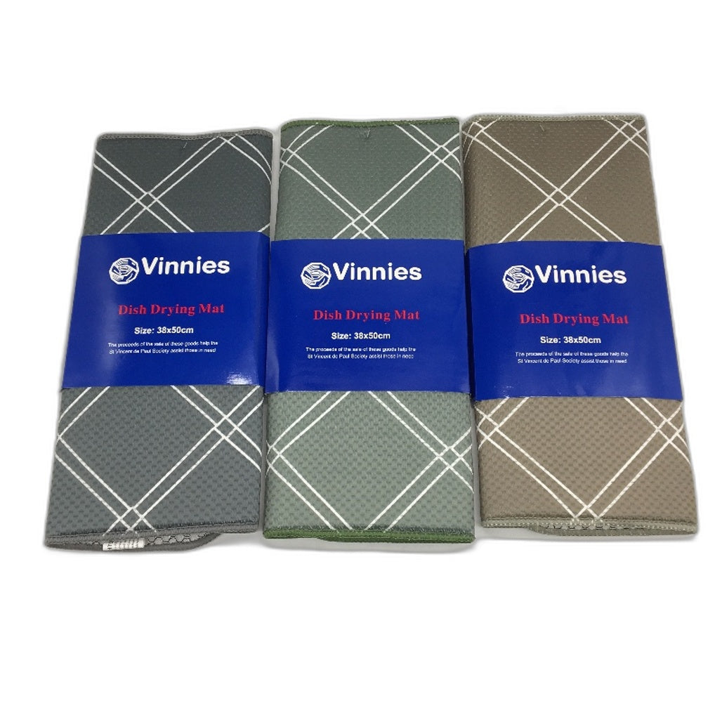 Microfibre 3Pck Green, Grey & Khaki Cushioned Dish Drying Mat Pack 38x50cm NEW